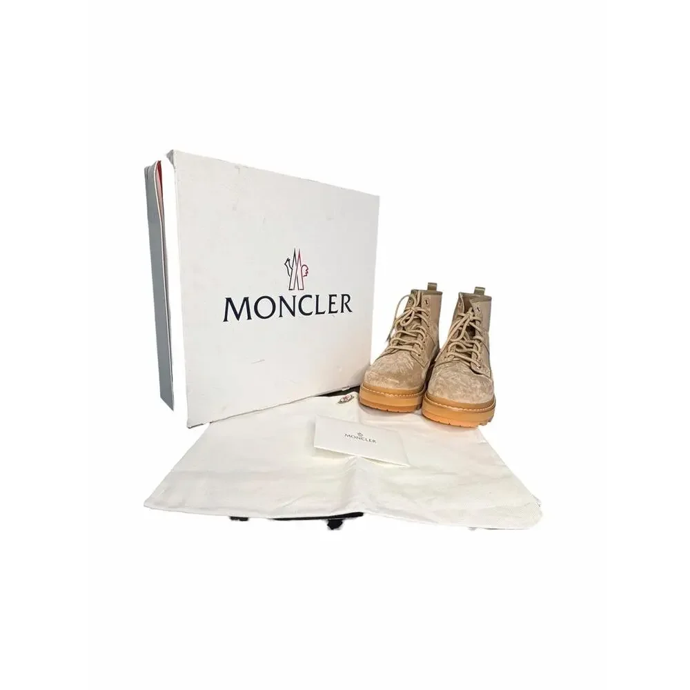 Moncler NIB Peka Camp Hiking Boots in Medium Beige Size 42